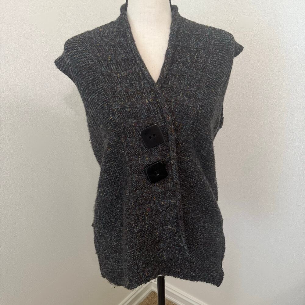 Habitat Clothes to Live In Dark Gray Artsy Lagenlook Sweater Vest Womens Small